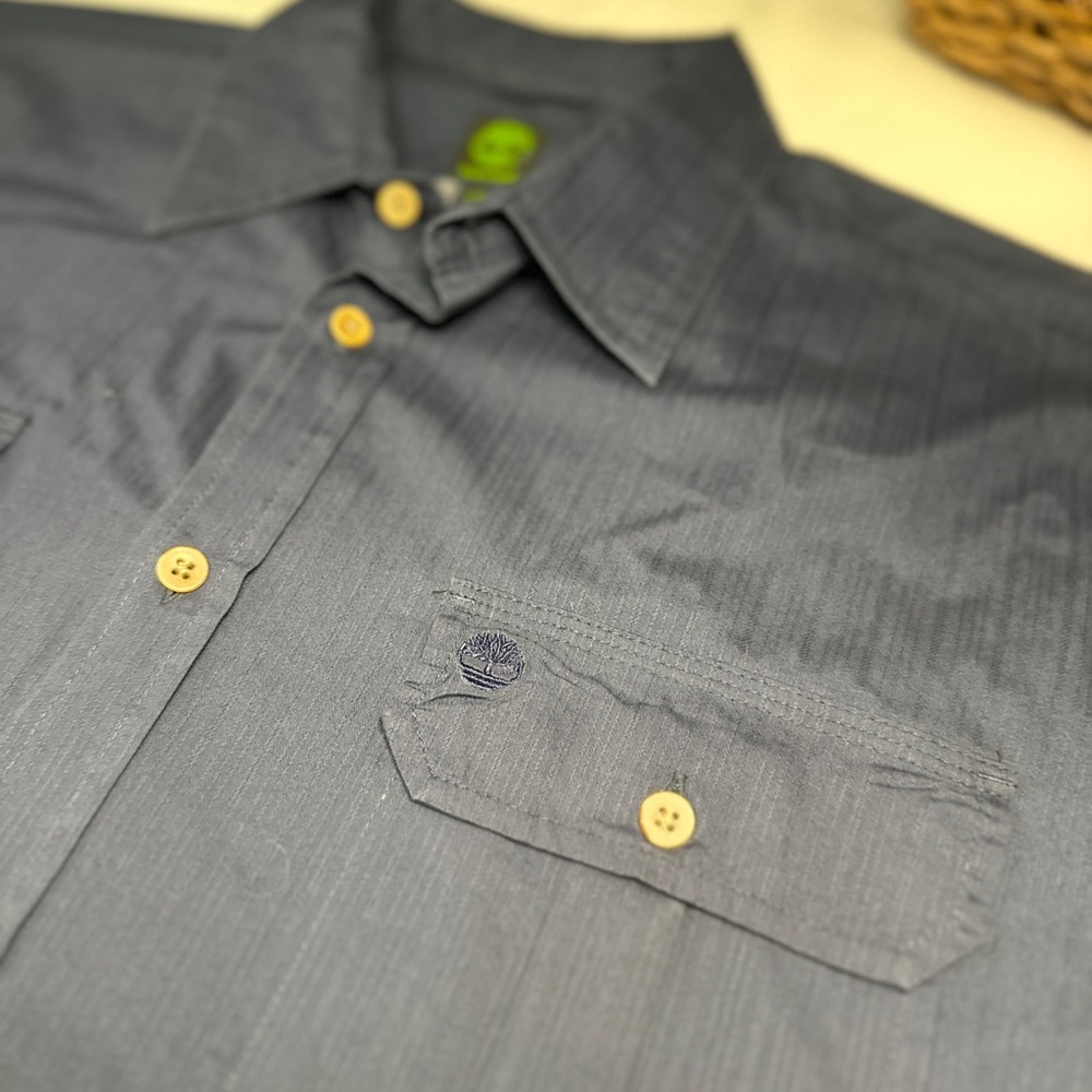 Timberland Men's Charcoal Blue Button-Down Shirt